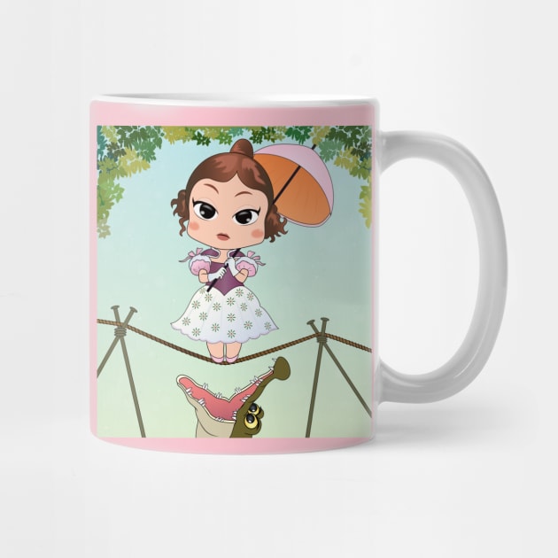 Chibi haunted mansion streching portraits tightrope walker girl by AkanesChibiArt